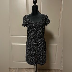 H&M fitted black and white polka dot dress size medium